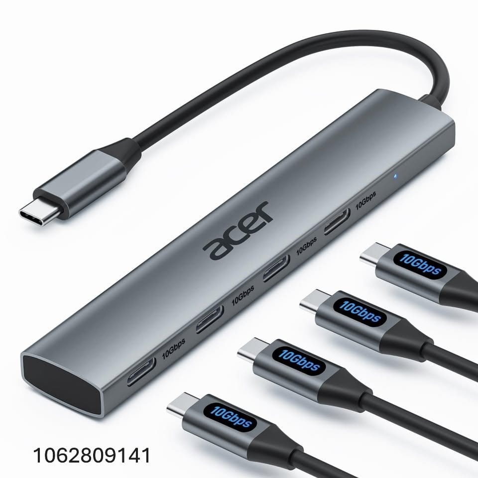 Acer USB C Hub, 10Gbps Type C Splitter with 4 USBC 3.2 Port