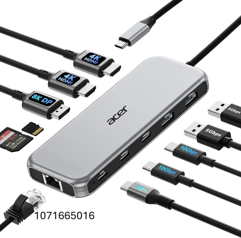 Acer Laptop Docking Station 3 Monitors, 11-in-1 USB C Docking Station with 8K DP, HDMI 4K@60Hz,