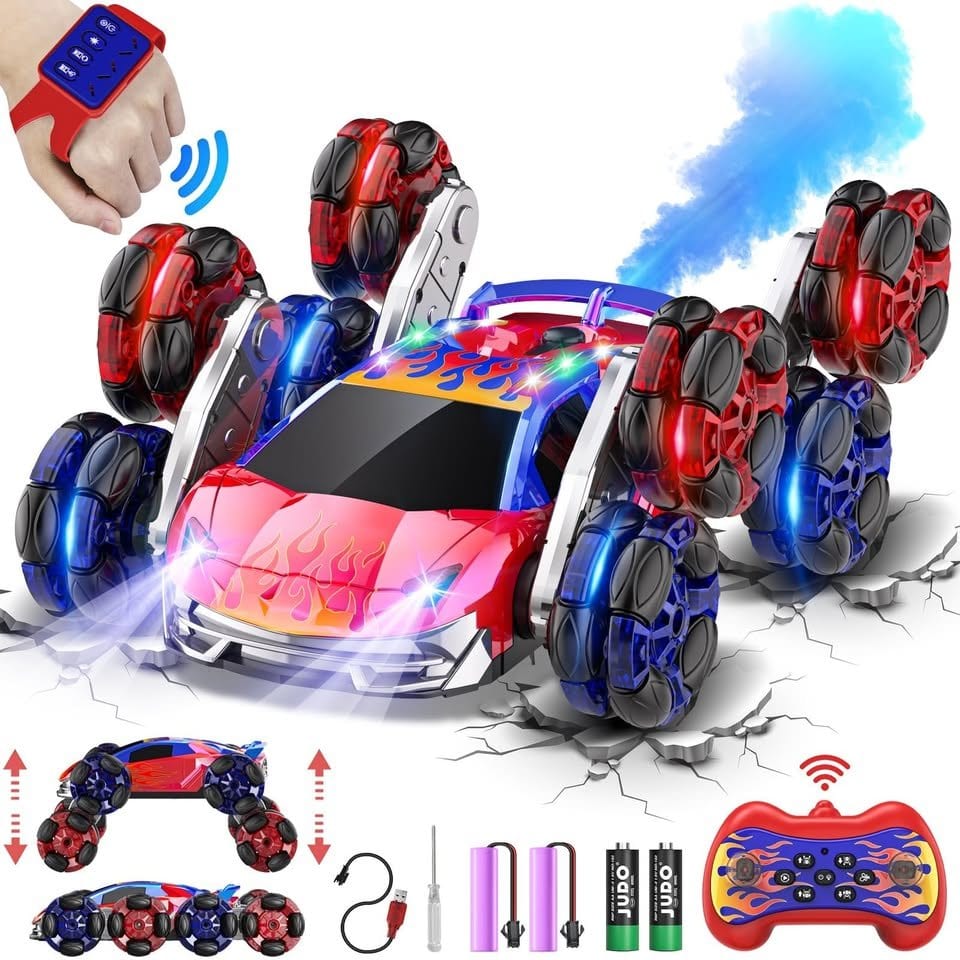 OSIMILY 8WD Remote Control Car,2.4GHz Gesture Sensing RC Stunt Car,Cool Spray Rotation