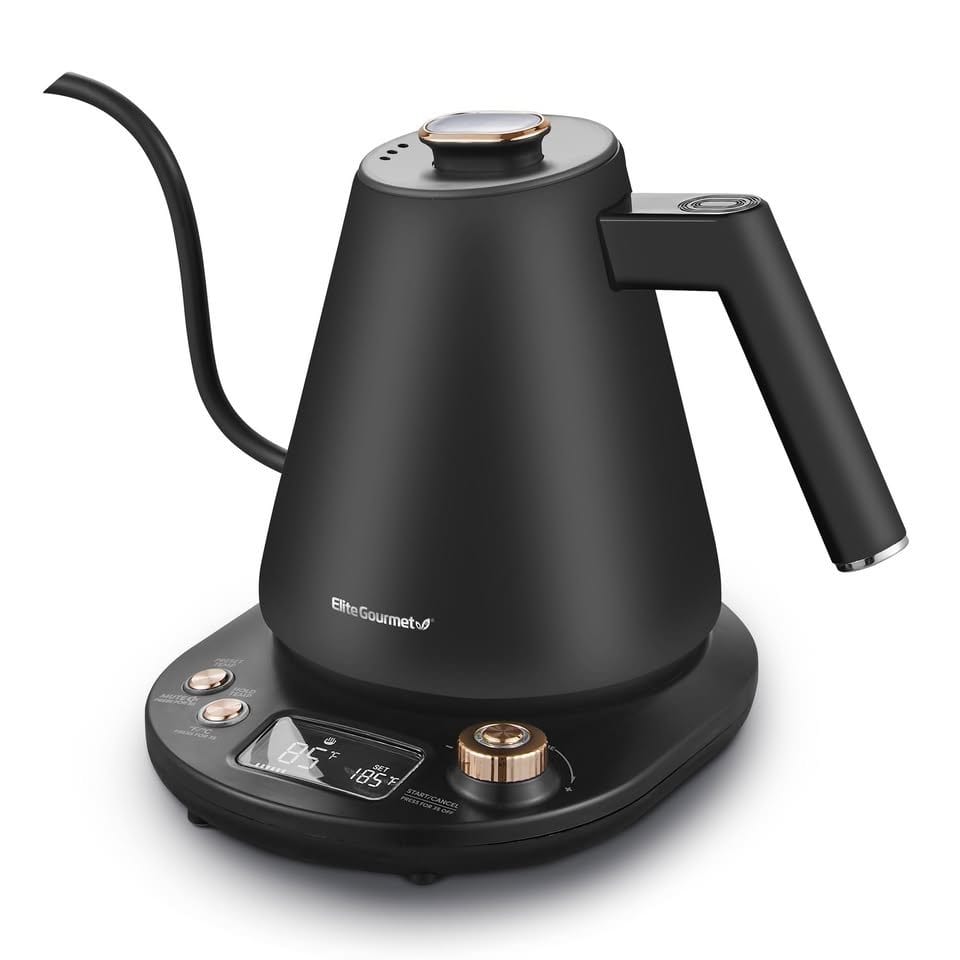 Elite Gourmet EKT3001 1L Digital Water Kettle,304 Stainless Steel Interior, Programmed Temperatures
