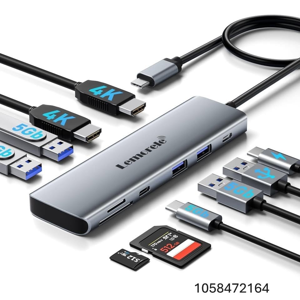 Laptop Docking Station Dual HDMI Monitor, 10 in 1 USB C Hub with 2 HDMI Ports
