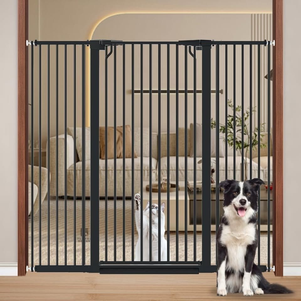 Fairy Baby 51.18" Extra Tall Pet Cat Gate, 48.5"-56.2" Extra Wide Baby Gate for Doorways Stairs