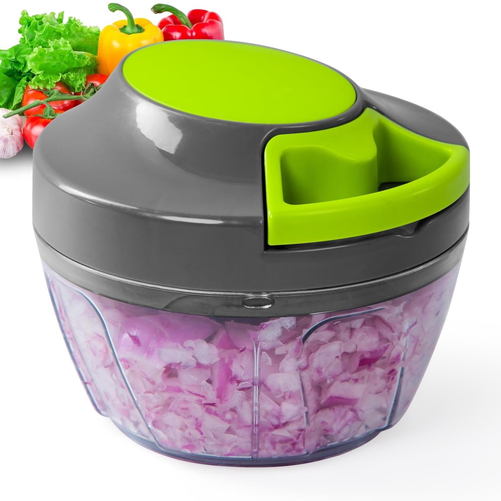 Manual Food Processor Vegetable Chopper, Portable Hand Pull String