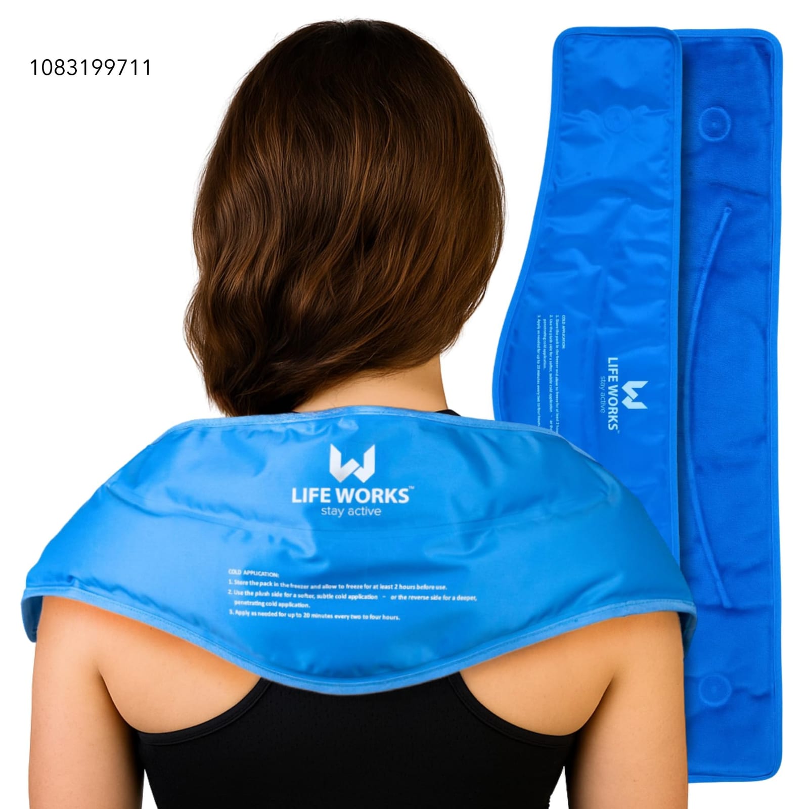 LIFE WORKS Gel Neck Ice Pack Wrap, Flexible Reusable Hot & Cold Pack, Soft Plush & Nylon Cover