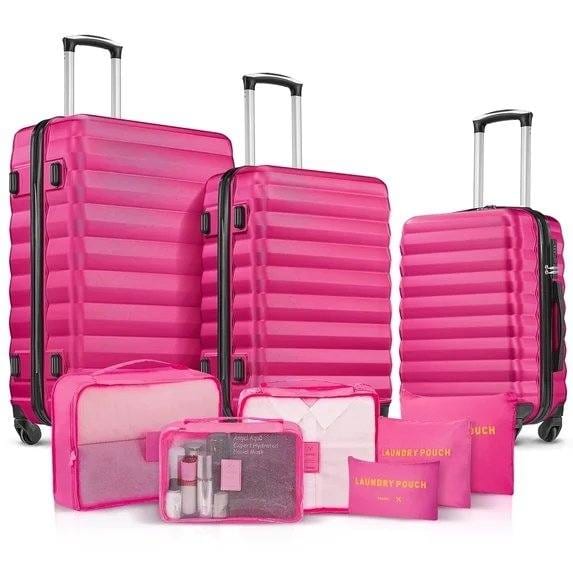 9 Piece Luggage Sets, Hard 20 24 28 inch Luggage with 6 Pieces Organize Bags
