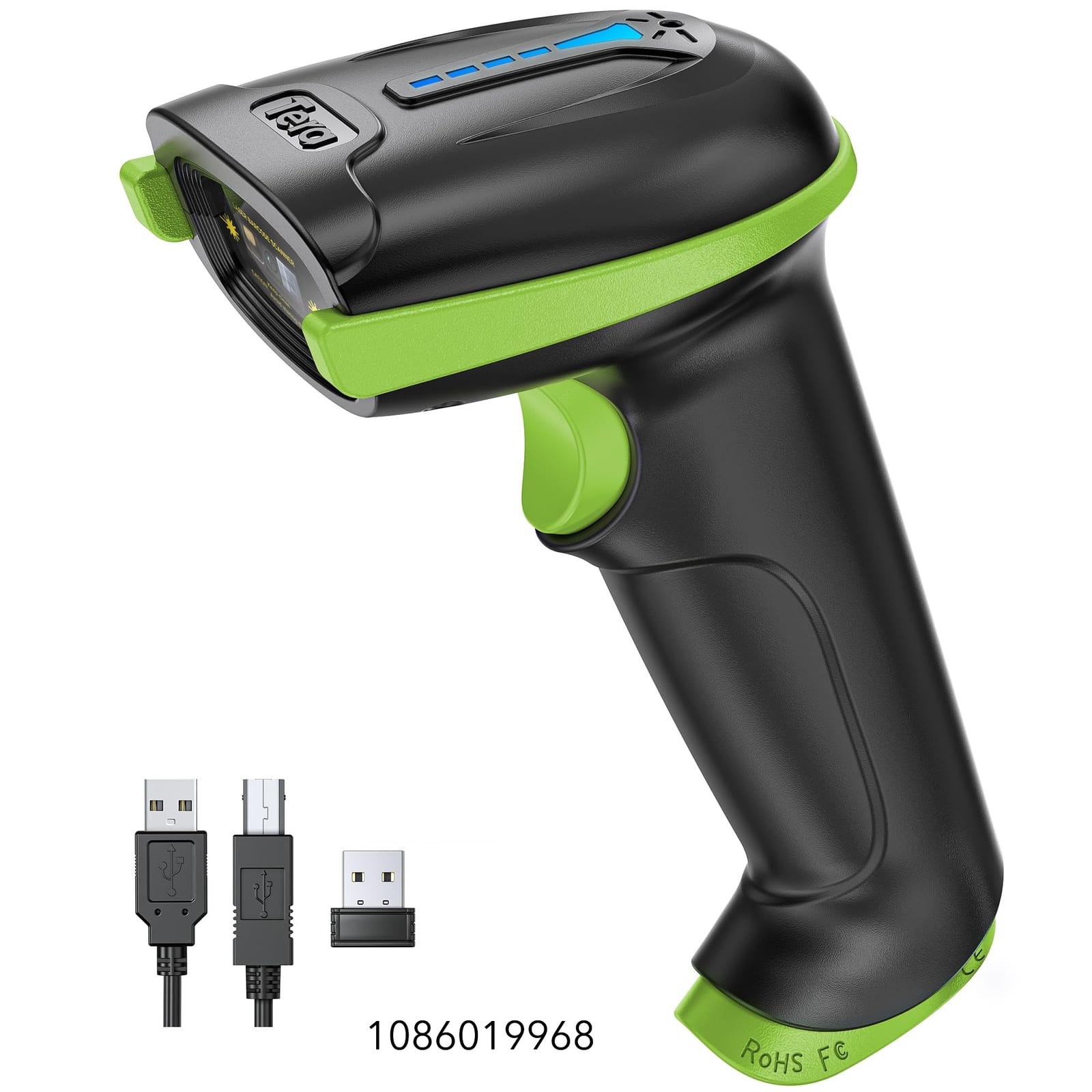 Tera Barcode Scanner Wireless Versatile 2-in-1 (2.4Ghz Wireless+USB 2.0 Wired) with Battery Level