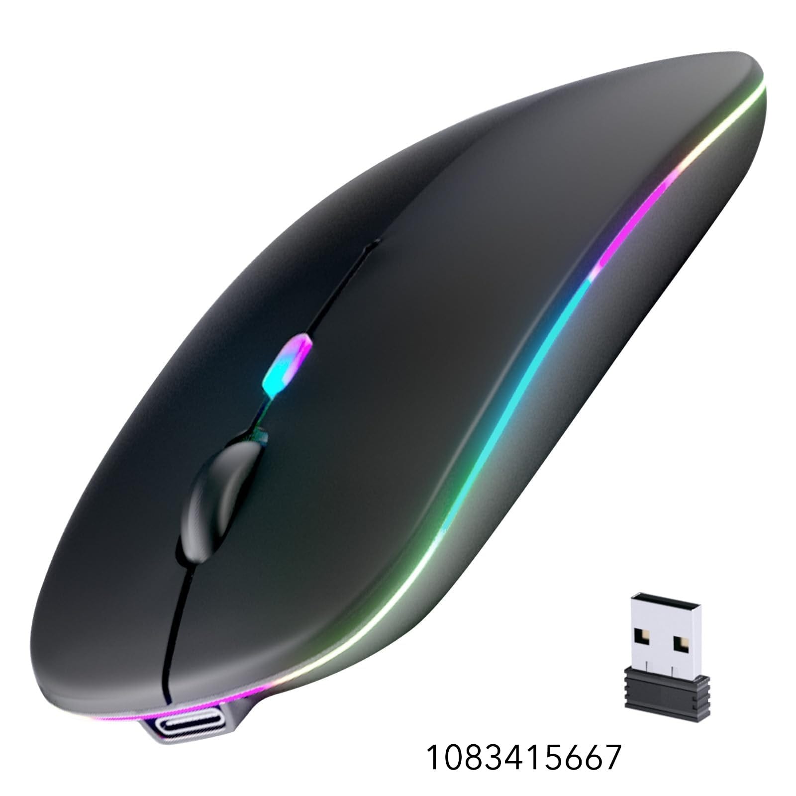 Wireless Bluetooth Mouse, Rechargeable, LED, Silent